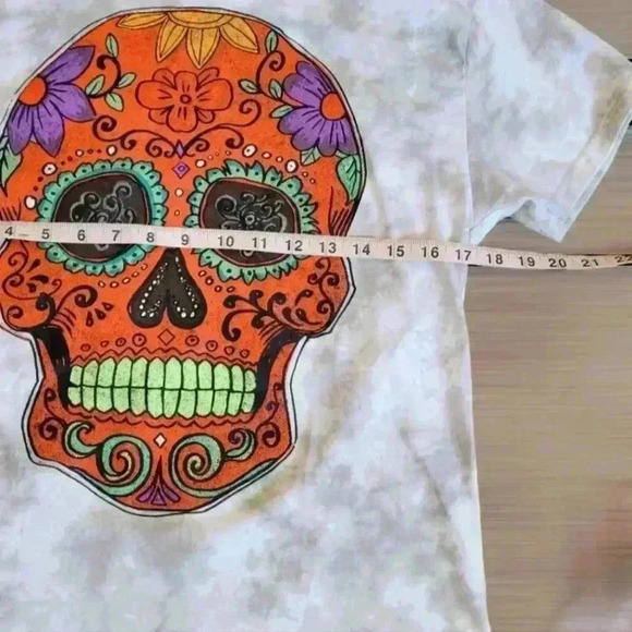 Skull graphic print short sleeve tee casual t-shirt size medium - Picture 3 of 8